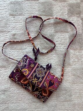 Vera Bradley Purple Paisley Quilted Crossbody with Orange Accents